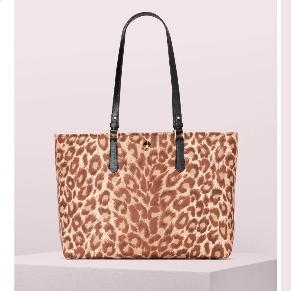 KATE SPADE Taylor Leopard Satin Nylon Tote
